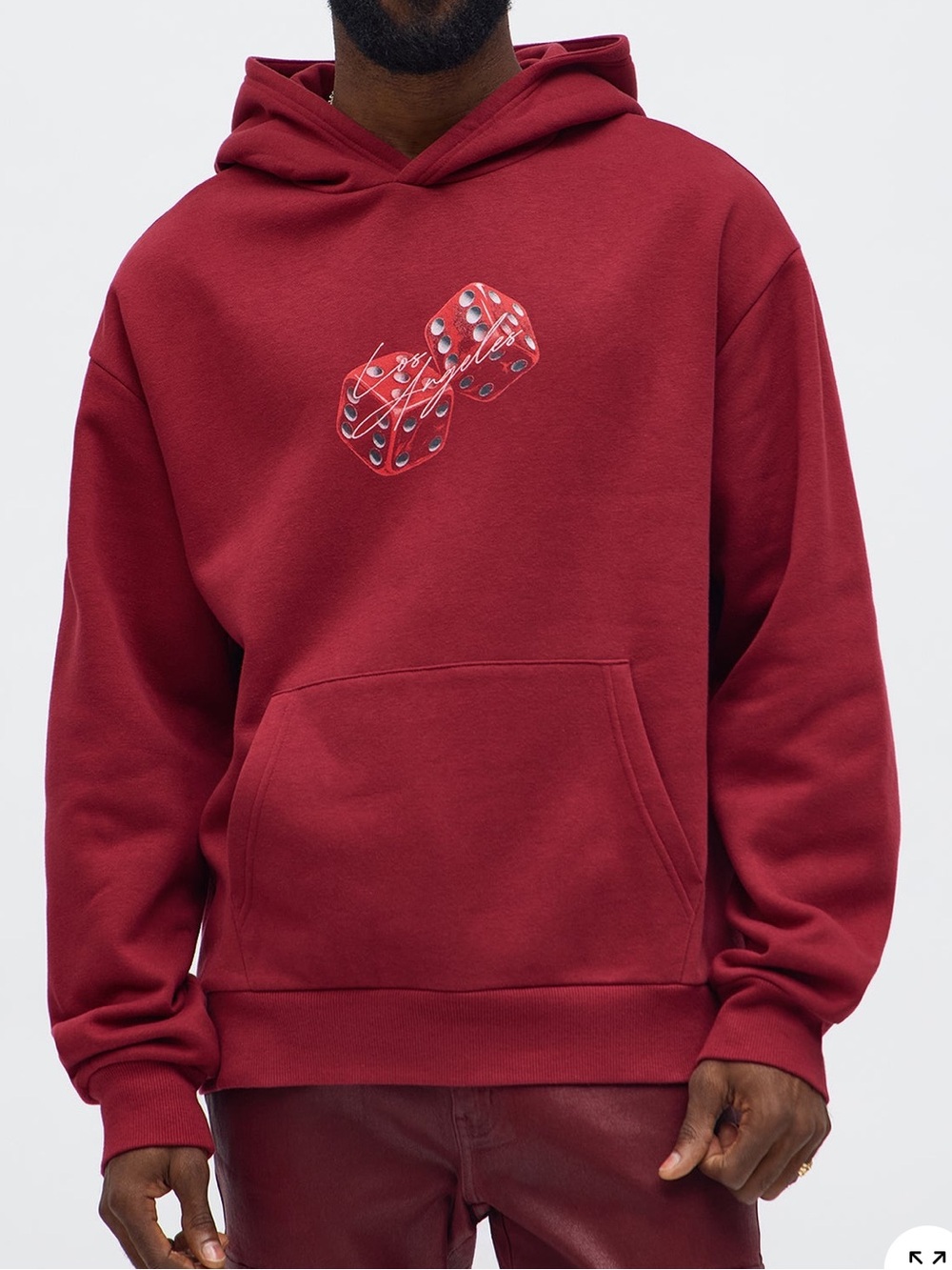 Fashion Nova Burgundy Red Los Angeles Dice Graphic Hoodie - Picture 2 of 3